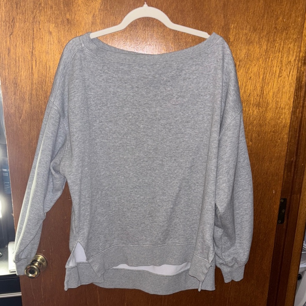 Fabletics Gray Off-the-Shoulder Sweater Relaxed Fit